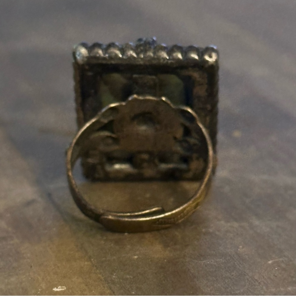 Vintage Rectangular Abalone Adjustable Ring - image 6